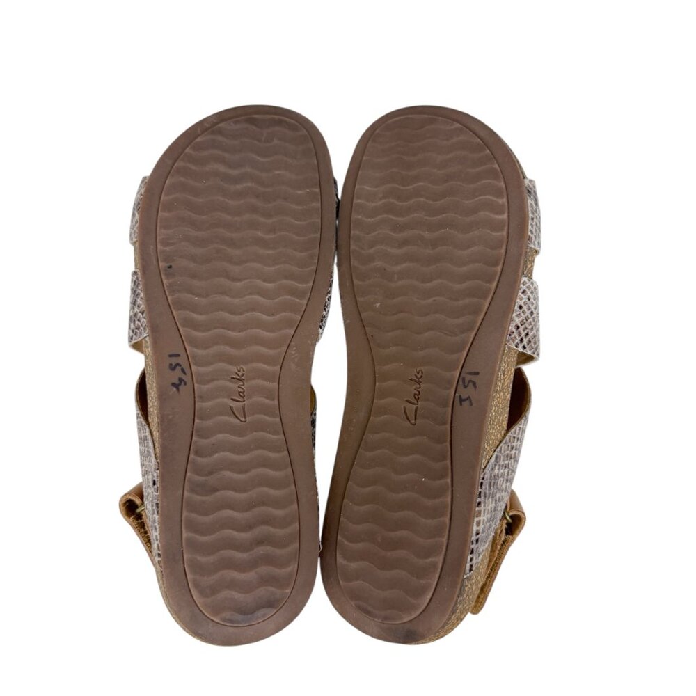 Clarks Perri Dunes Leather Snake Print Slingback Straps Women's Sandals size 7.5 - Picture 8 of 8